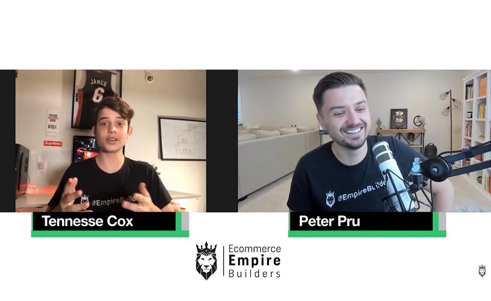 screenshot of Peter Pru and Tennessee Cox talking during the Ecommerce Empire Builders review