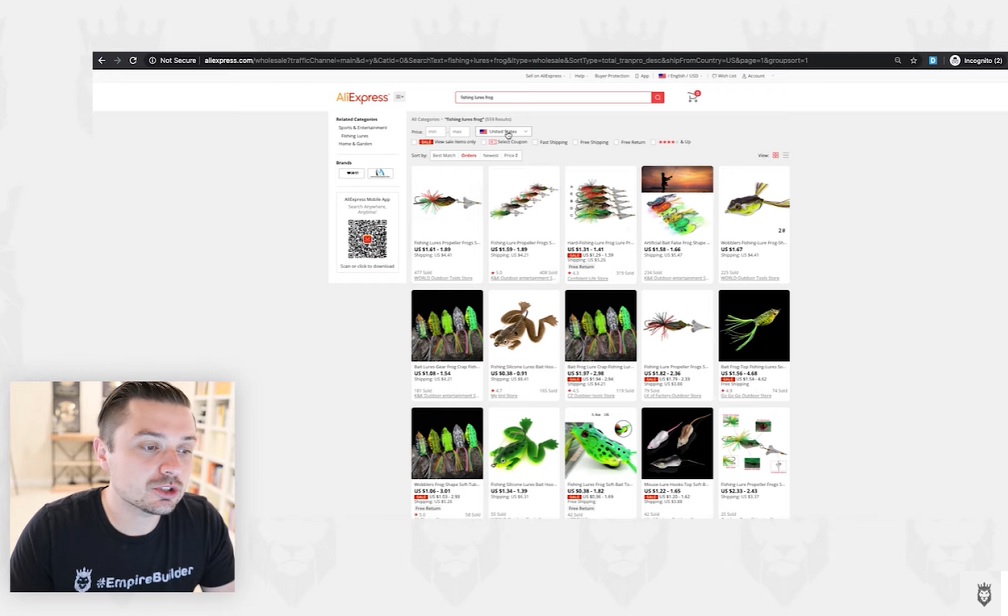 Screen Grab of AliExpress, one of the sources to find fast dropshipping suppliers in the USA