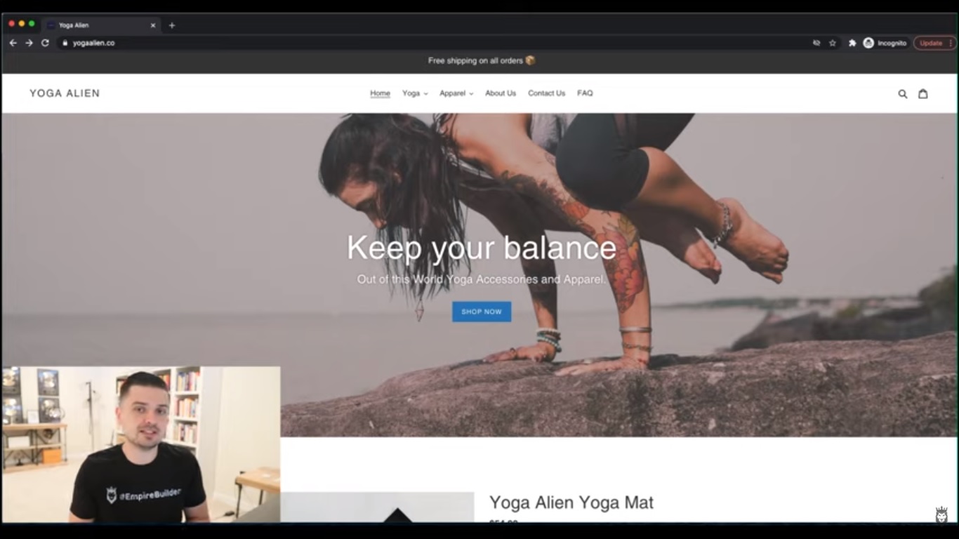 Screengrab of Peter Pru analyzing YogaAlien's web copy