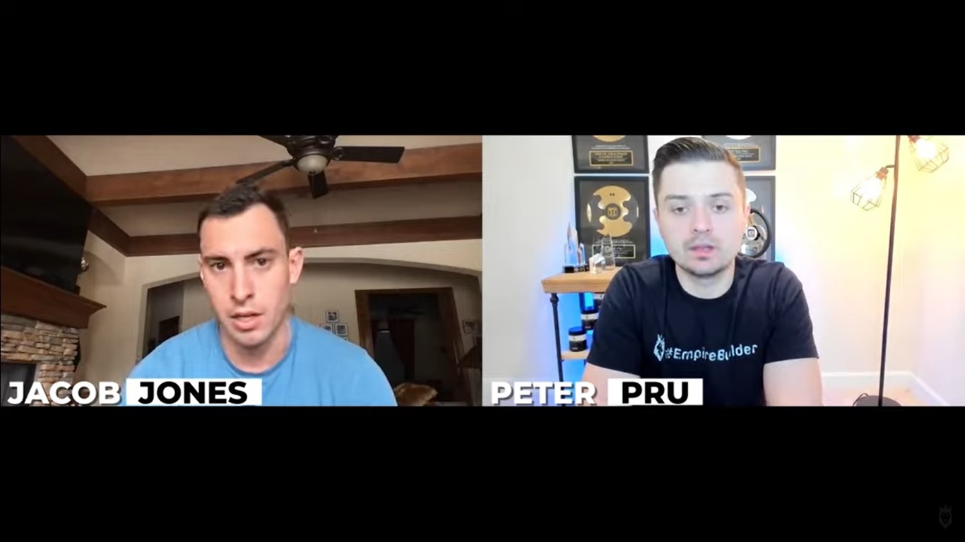Screen grab of Jacob Jones and Peter Pru talking about dropshipping