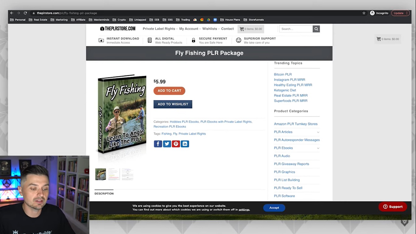 Screen grab of Peter Pru discussing how to find existing PLR content