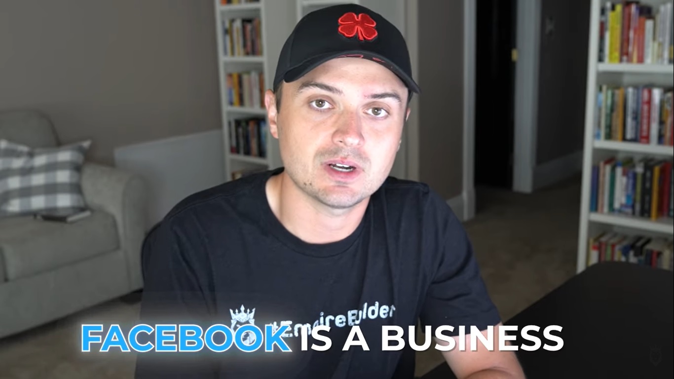 Screen grab of Peter Pru discussing how Facebook is a business